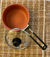 Clay / Terracotta Fry Pan. 100% Natural Cookware. Non-Glazed. Heat resistant handle and glass lid. 1 Litre / 1.5 Litre