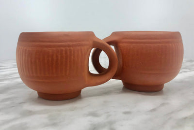 Clay / Terracotta Cup. 100% Natural Serve ware. Reusable. Pack of 6. Microwave friendly. Non glazed. 100 ml or 3 Oz capacity.