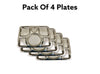 Compartment Plates For Lunch & Dinner. High Quality Stainless Steel. Reusable and Durable. 16x12x1 Inch