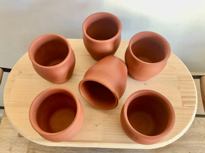 Handmade Terracotta Mugs. Reusable Clay Mugs used for drinking Chai Tea or Milk. 200 ML (8 Ounce)