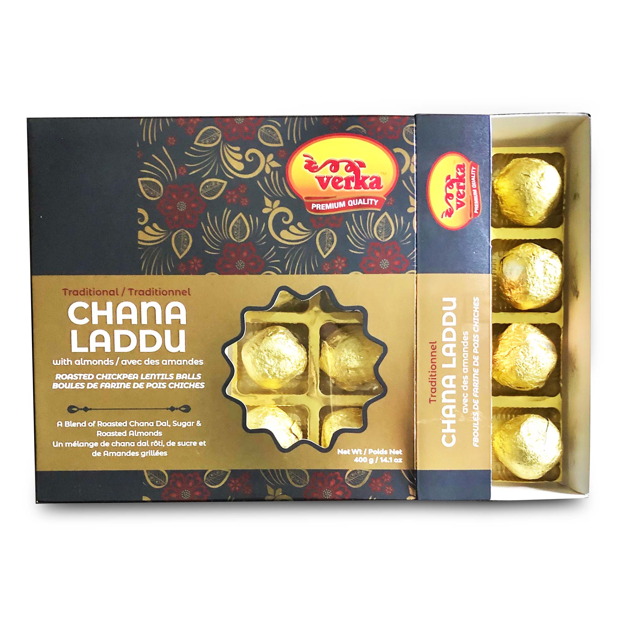 Laddu - Roasted Chickpea Lentil Balls with Almonds. Chana Badam Laddu.