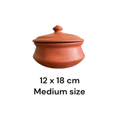 Unglazed Handmade Clay Cooking Pot Terracotta Microwave and Fridge friendly. Cookware and Serve Food.