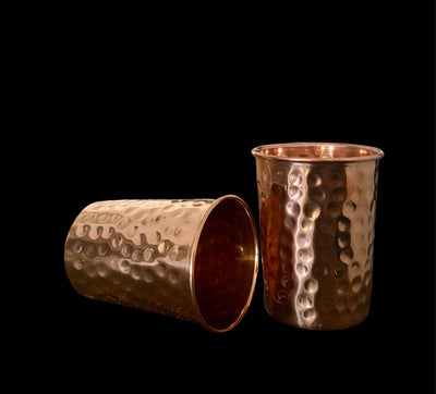 Copper Tumbler. Pack of 2 Tumblers / Mugs by Verka. Hand made Pure Copper Hammered. 250 ML