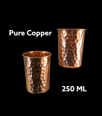 Copper Tumbler. Pack of 2 Tumblers / Mugs by Verka. Hand made Pure Copper Hammered. 250 ML